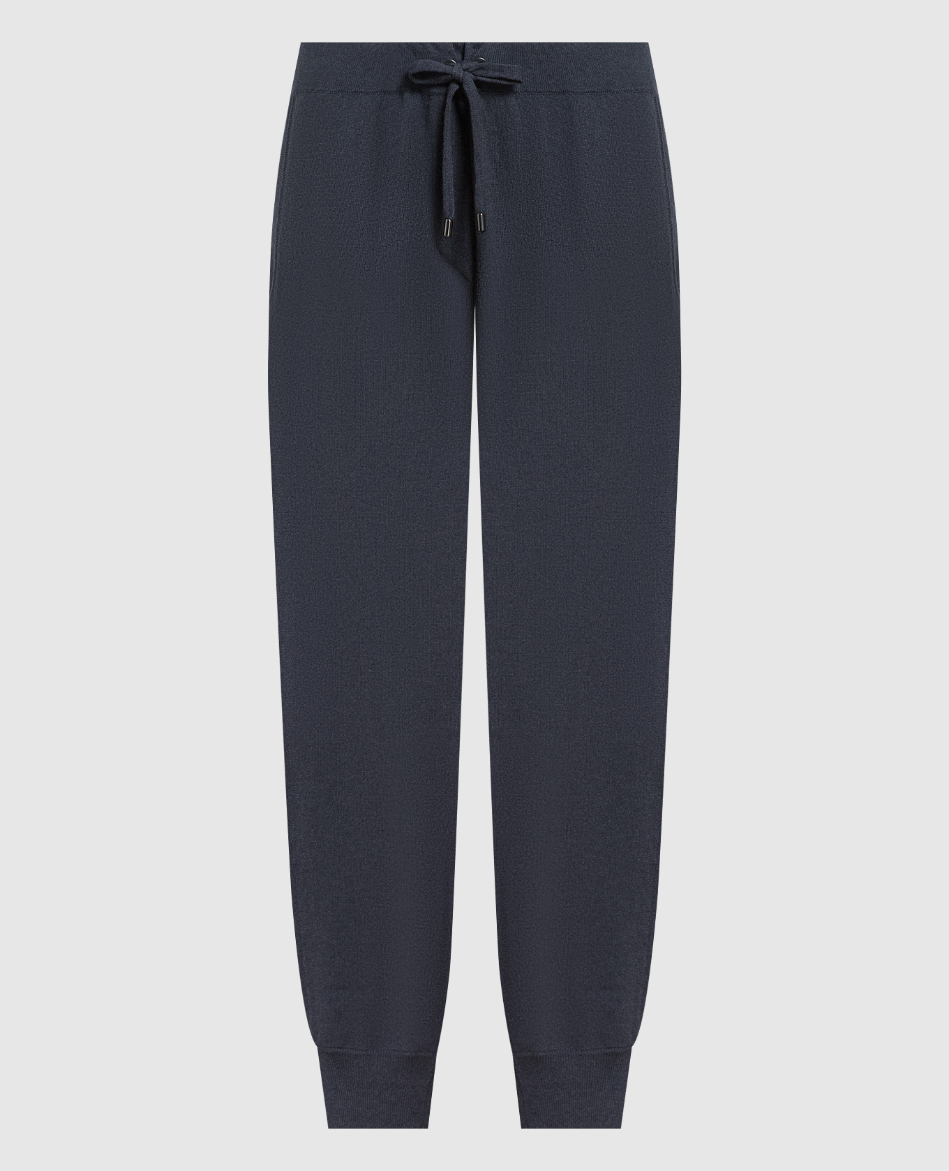 Blue cashmere joggers with monil chain