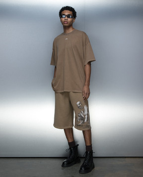 Off-White Бежевые шорты с принтом S.Matthew OMCI016S24FLE001