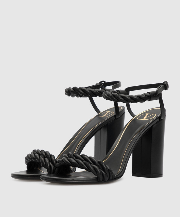 Valentino Черные кожаные босоножки TW0S0Y24LWS изображение 3