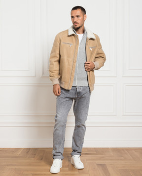 Brunello Cucinelli Бежевая дубленка с кашемиром MPMPC1886