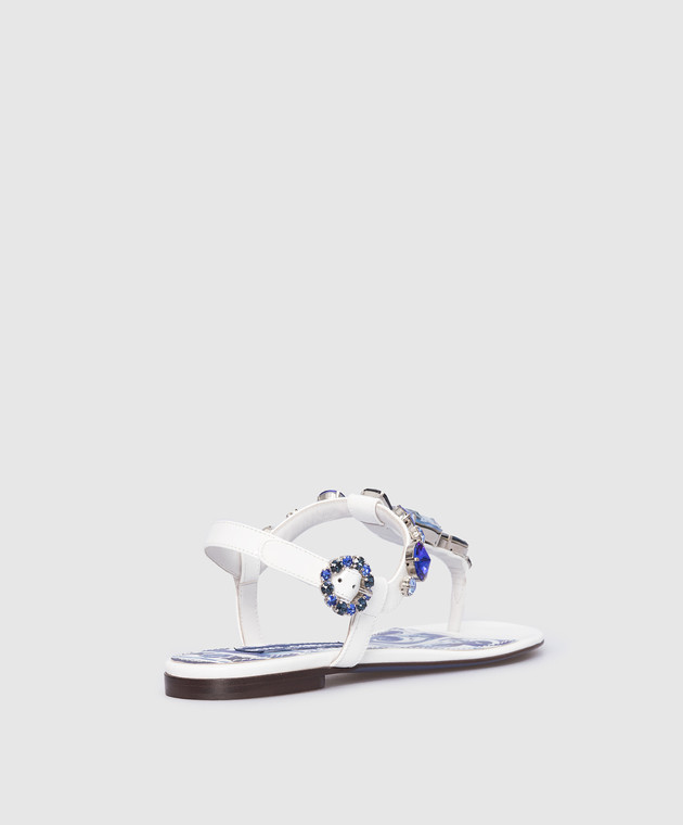 Dolce&Gabbana Шкіряні сандалі Blu Mediterraneo із кристалами CQ0294AB871 зображення 3