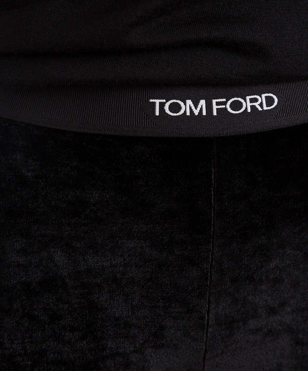 Tom Ford Чорні оксамитові штани з контрастним логотипом PAJ121FAX699 зображення 5