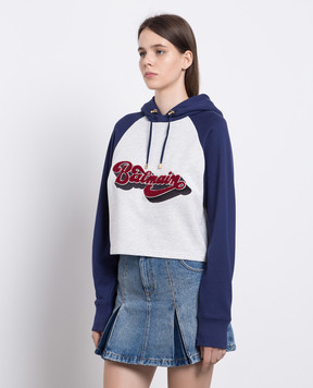 Balmain Сіре худі з логотипом BF1JP035BC47