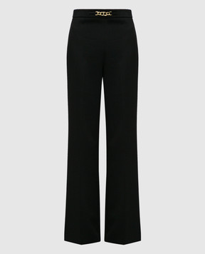 Twinset Чорні штани кльош з брендованим ланцюжком 232TT2191
