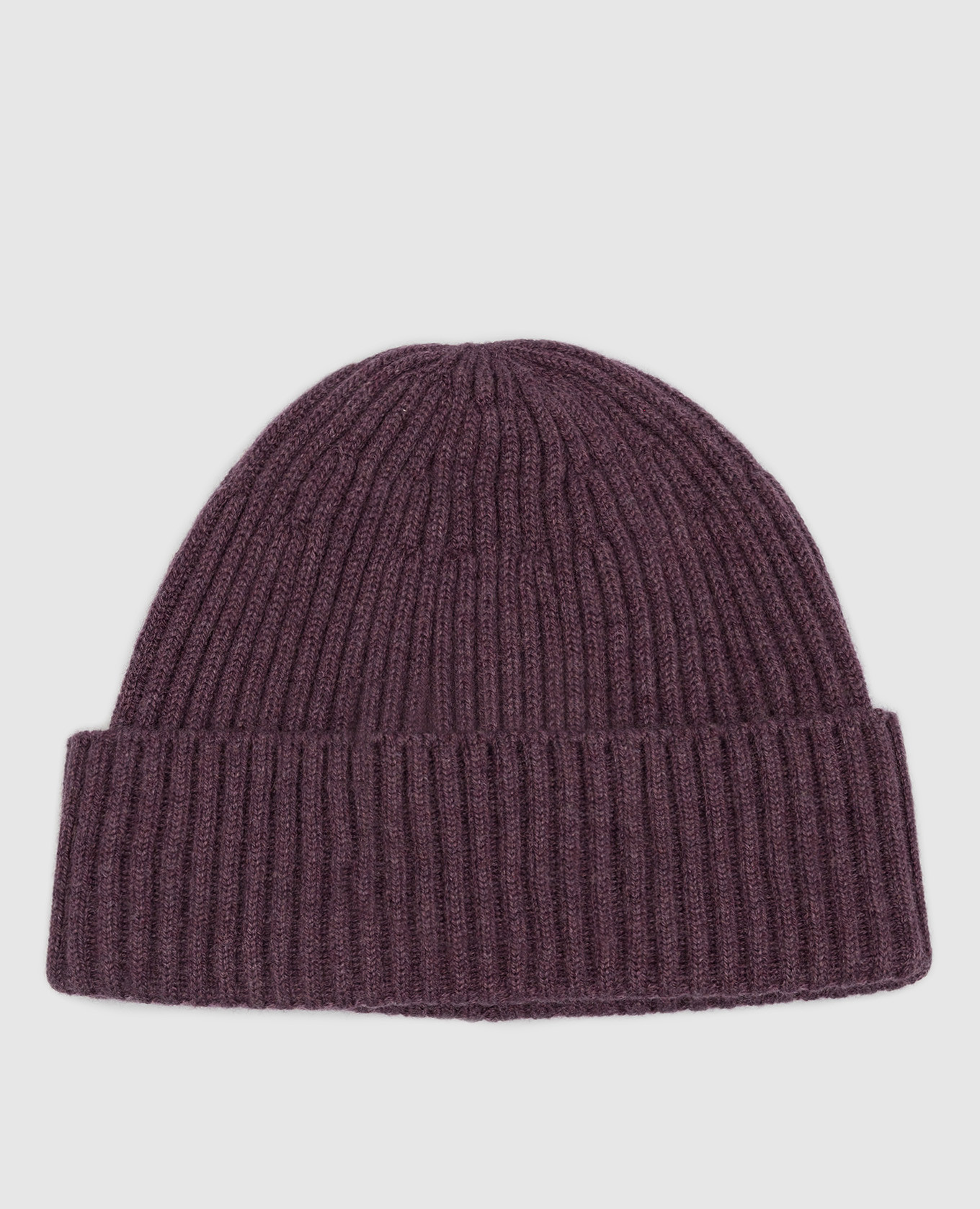 Purple ribbed cashmere hat