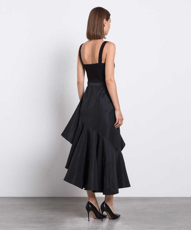 Alexander McQueen Black dress of asymmetrical cut 754939QLABX image 4