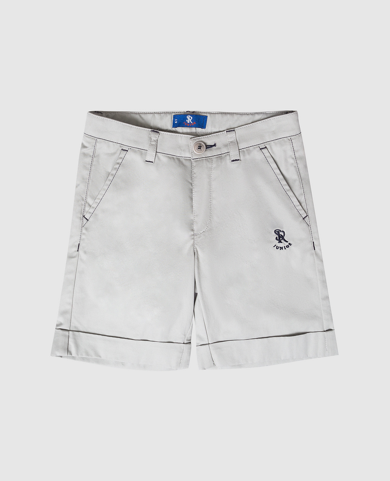 Children's gray shorts with logo embroidery