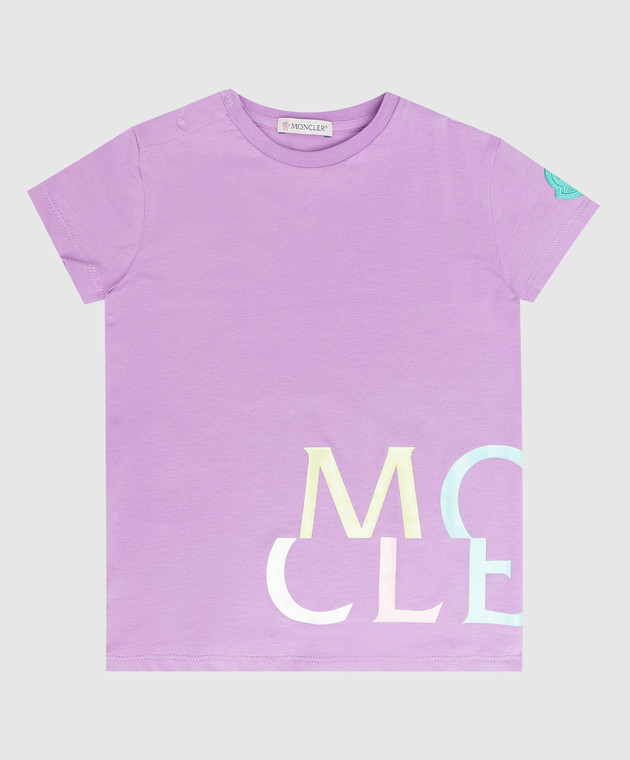 Moncler ENFANT Дитяча фіолетова футболка з принтом логотипу 8C000188790N