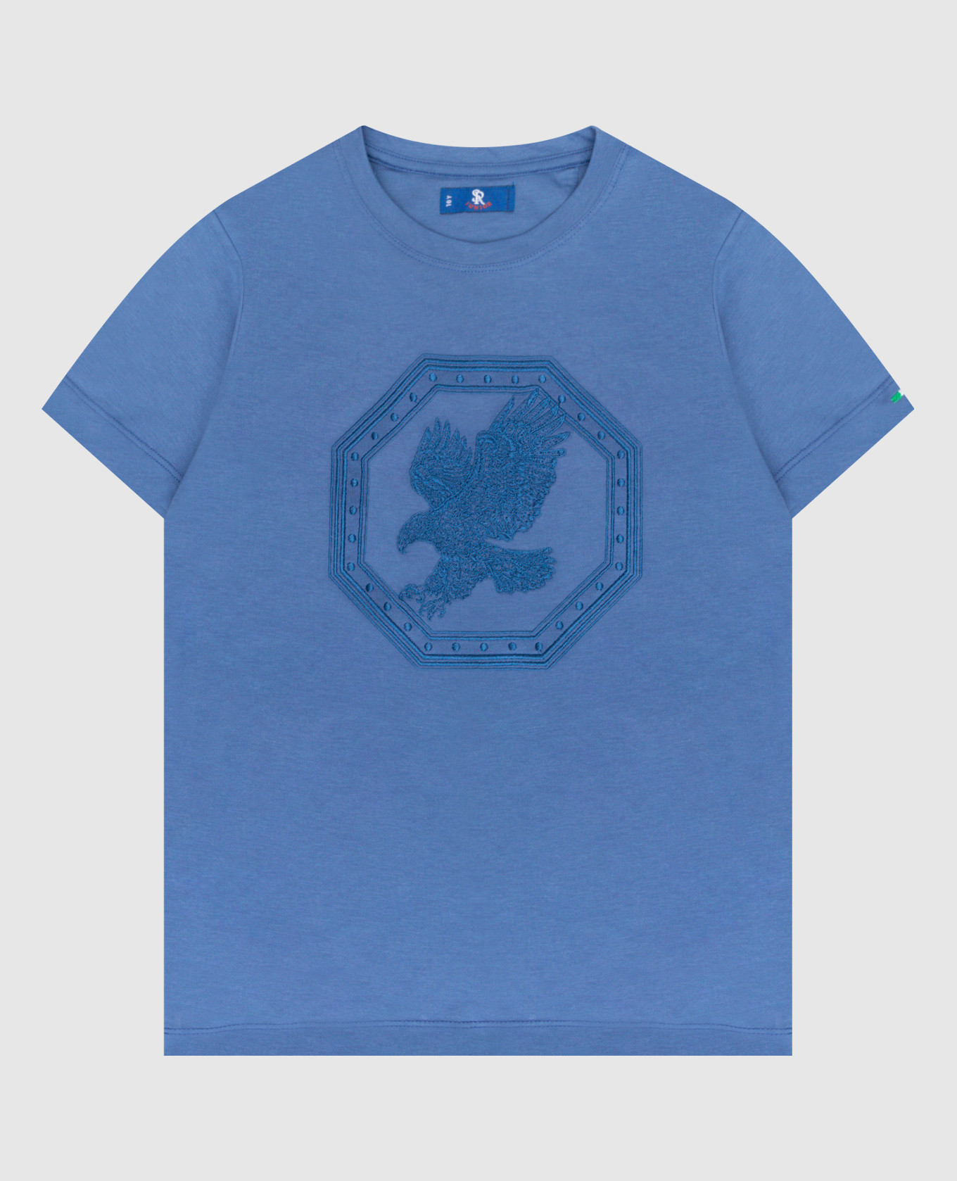 Детская синяя футболка с вышивкой в виде орла