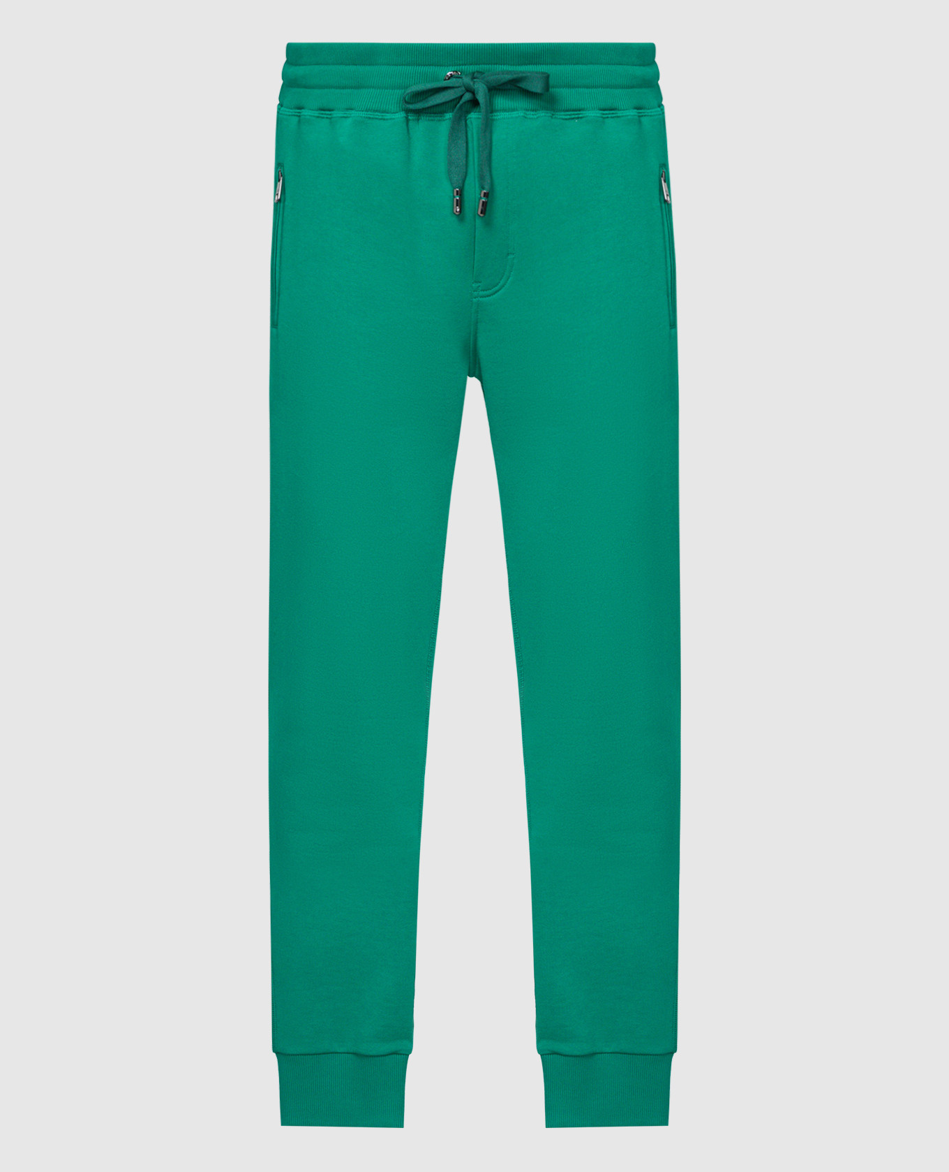 Green joggers with logo patch