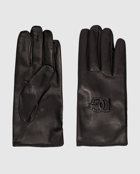 Dolce&Gabbana Чорні шкіряні рукавиці з монограмою логотипа BG0169AQ381