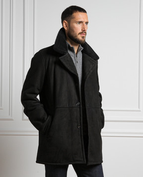 ISAIA Черная дубленка с эмблемой логотипа LU0139PLW63
