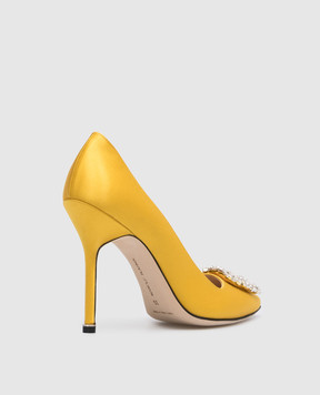 Manolo Blahnik Жовті атласні човники з кристалами HANGISI
