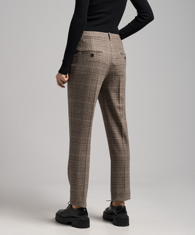 Michael Kors Brown pants made of wool in a Windsor check DPA7090065224 image 4