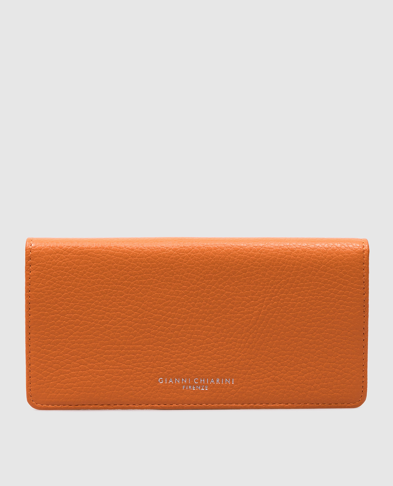 Orange leather wallet with logo print