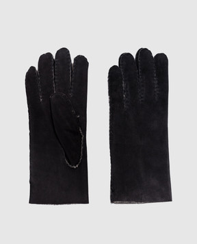 Sermoneta Gloves Чорні замшеві рукавички на хутрі N99