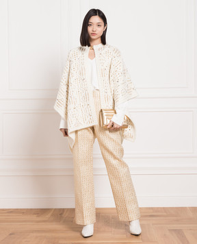 Valentino Бежевое пончо из шерсти в пайетке 2B3KS02I7Q5
