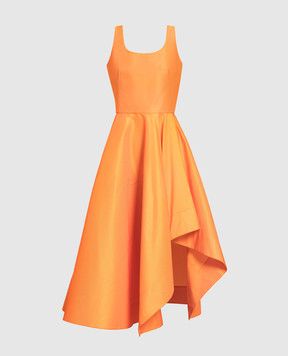 Alexander McQueen Оранжевое ассиметричное платье 745714QEACM