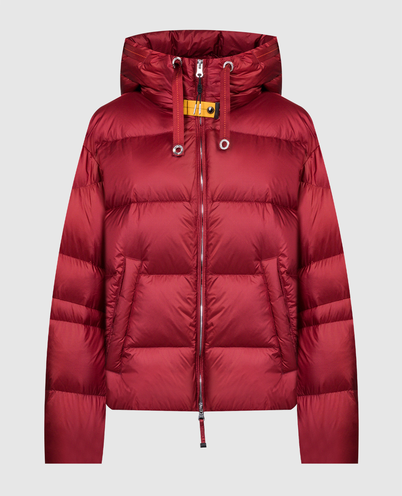 Red Tilly down jacket with logo patch