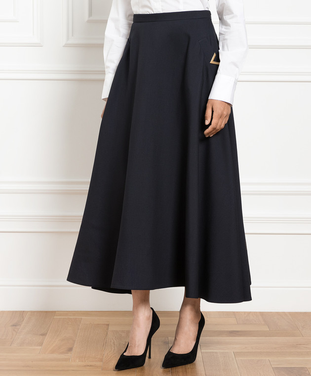 Valentino Blue Wool and Silk Crepe Couture Skirt 3B3RAA701CF image 3