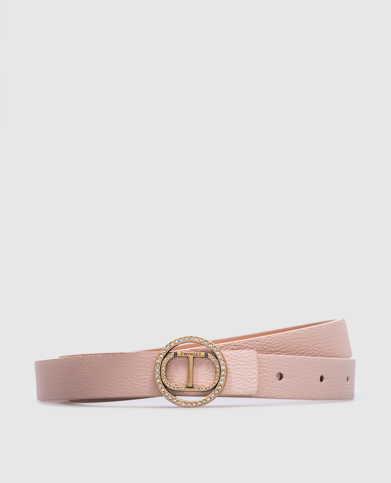 Pink belt with logo and crystals