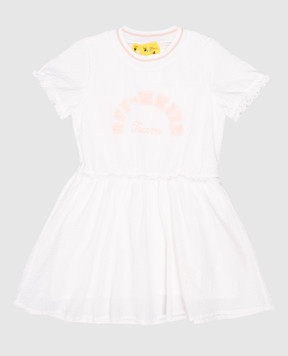 Off-White Детское белое платье с принтом логотипа Team 23 OGDB058S24FAB001