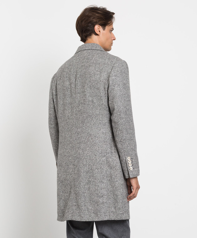 Brunello Cucinelli Серое пальто в узор елочка MQ4749039 изображение 4