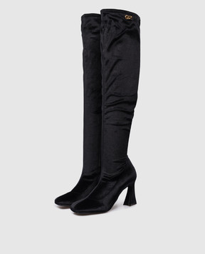 Giuseppe Zanotti Черные ботфорты Marino с металлическим логотипом I380000
