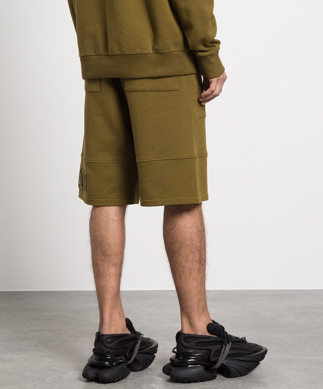 Balmain Khaki shorts with textured logo AH1OA110BC22 изображение 4