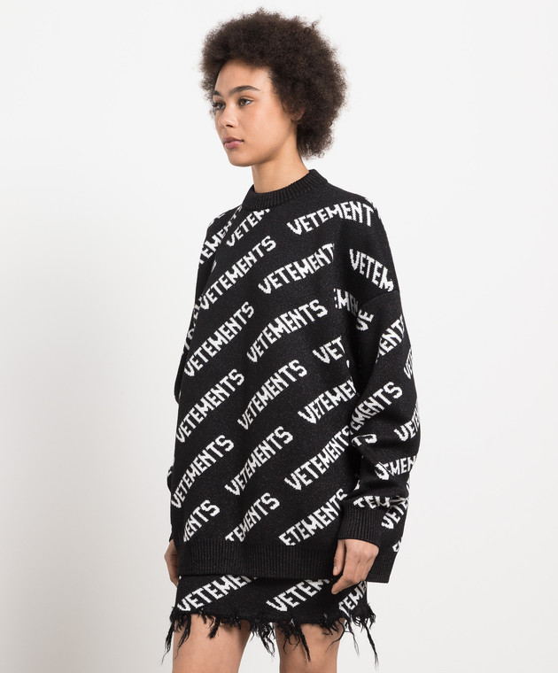 Vetements Black sweater in contrasting logo pattern UE54KN220B image 3