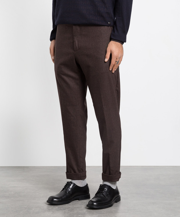 Marco Pescarolo Коричневі штани з вовни і кашеміру CHIAIAM4629 зображення 3