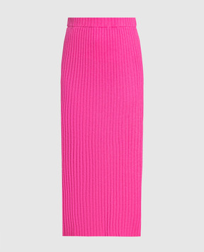 Allude Розовая юбка миди из кашемира в рубчик. 23511143