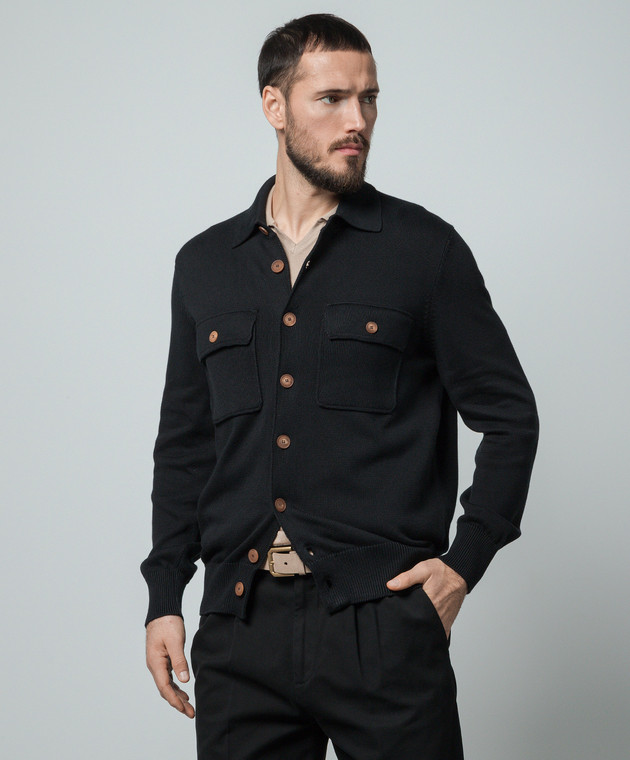 Brunello Cucinelli Синій кардиган з кишенями M28703806 зображення 3