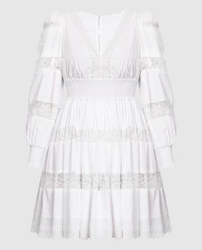 Dolce&Gabbana Белое платье с кружевом и оборками F6ZD6TFU5UB