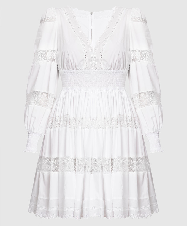 Dolce&Gabbana White dress with lace and ruffles F6ZD6TFU5UB