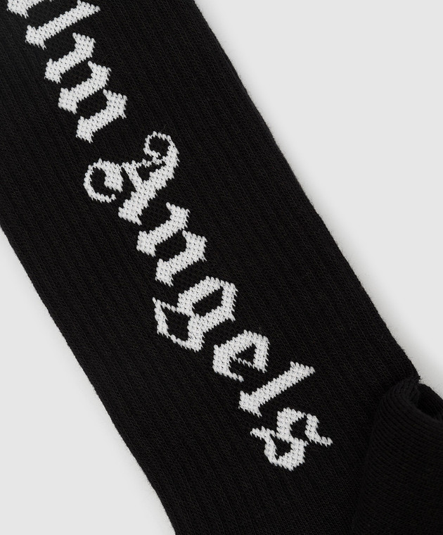 Palm Angels Black socks with logo PMRA001E23FAB001 image 3