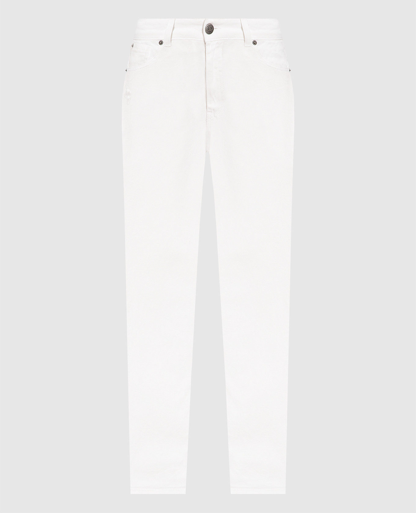 White jeans with logo patch