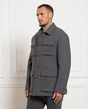 Brunello Cucinelli Серое пальто из шерсти и кашемира MY4286857