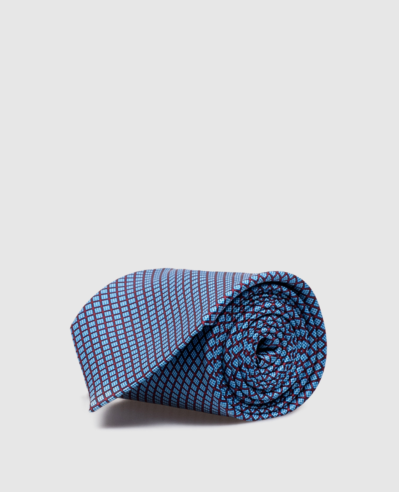 Голубой галстук из шелка в принт