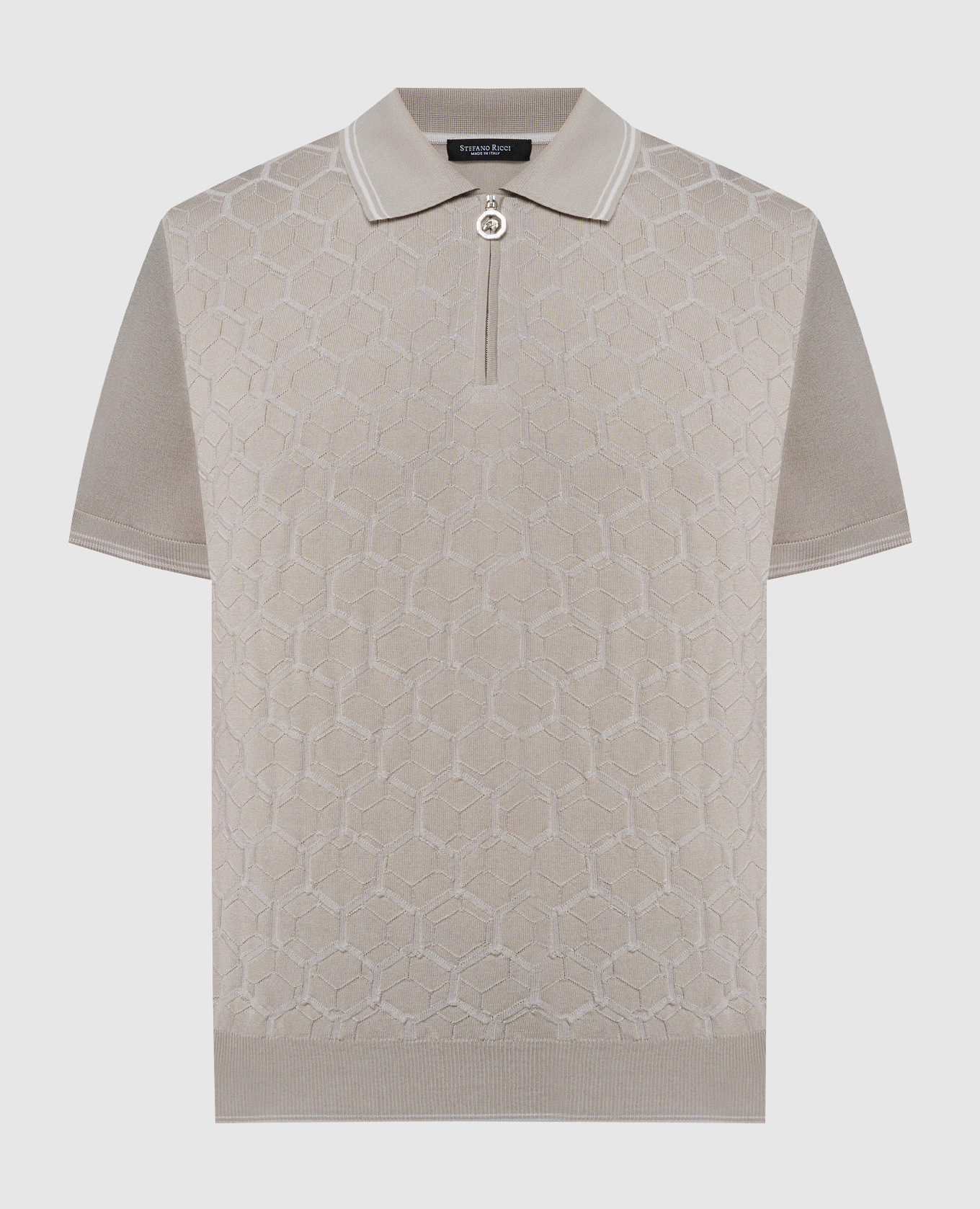 Beige polo with silk with a textured pattern