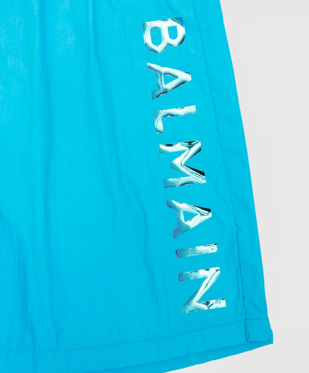 Balmain Kids blue swim shorts with holographic logo BSCP79Z1183410 image 3