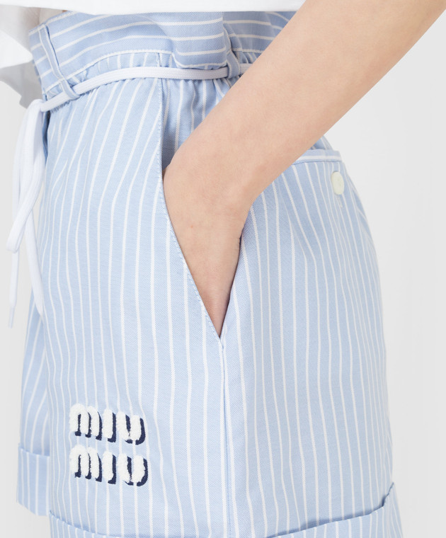 Womens Miu Miu turquoise Cotton Striped Pyjama Shorts