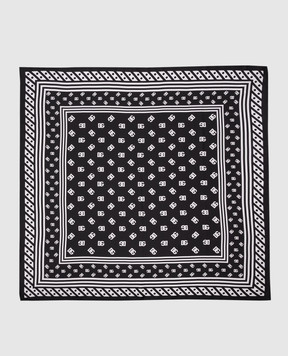 Dolce&Gabbana Черный платок из шелка в принт логотипа FN090RGDB7Z