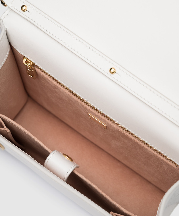 Dolce&Gabbana DG LOGO white leather messenger bag with textured logo