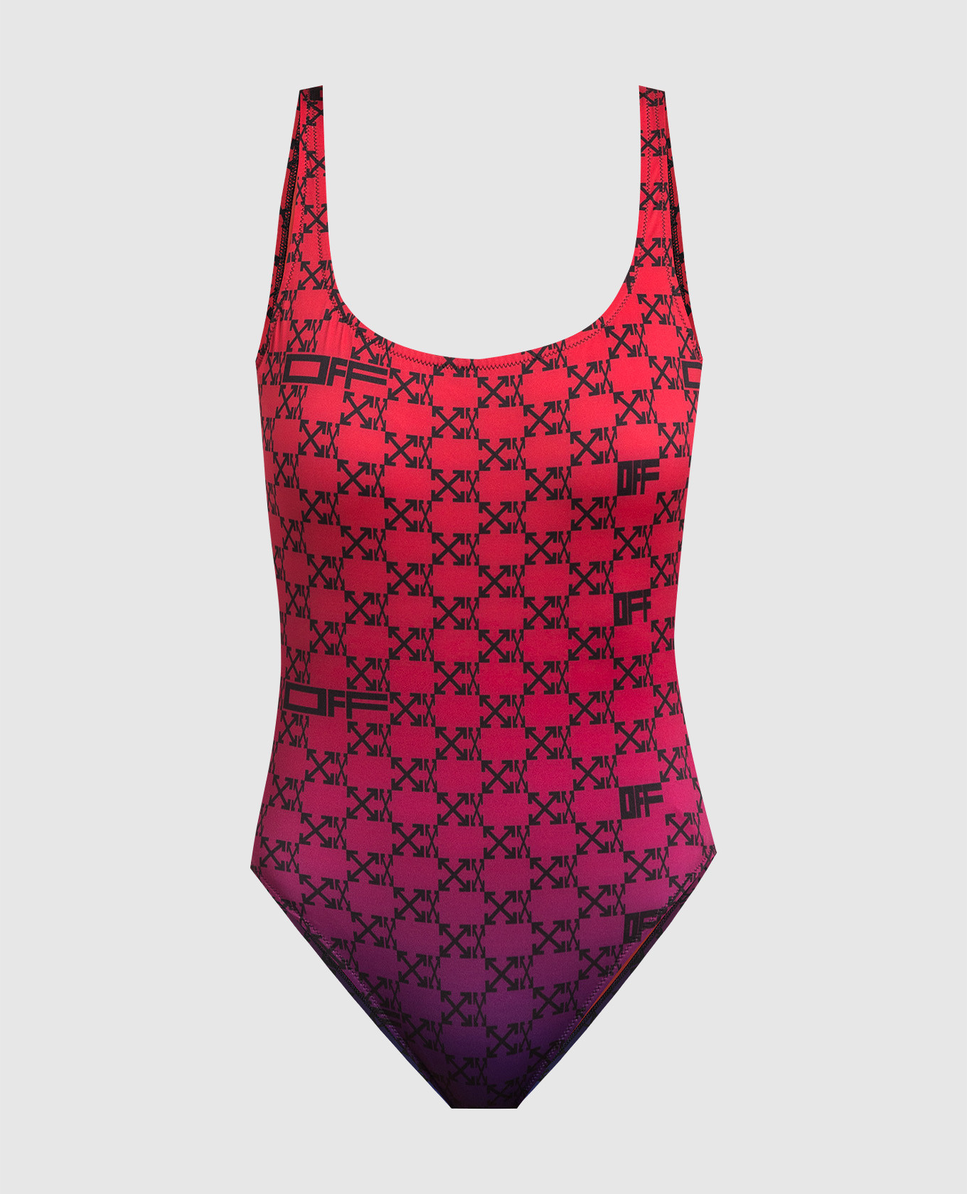 Red swimsuit with Arrow logo print
