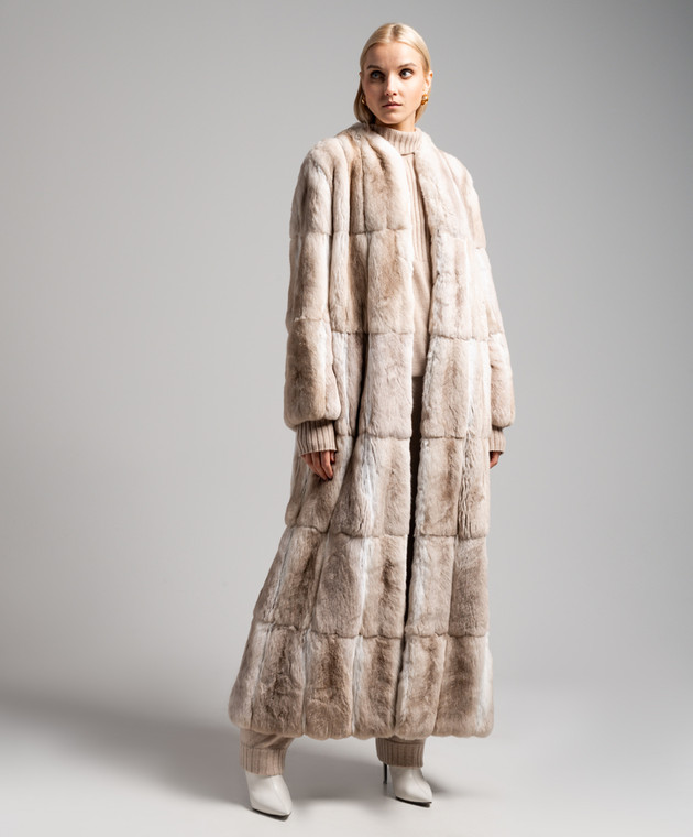 Elpidio Loffredo Beige maxi fur coat made of chinchilla fur CHI010AN14 image 3