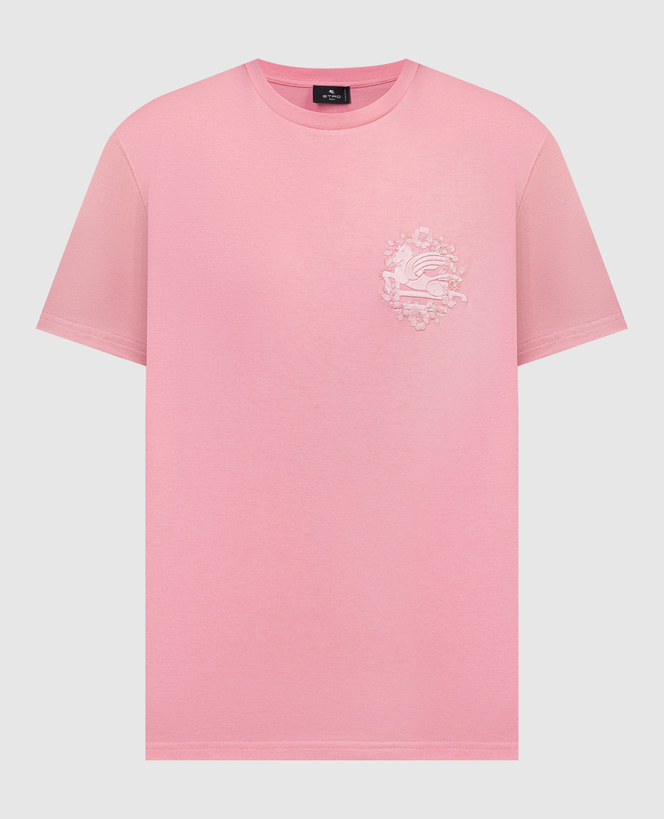 Pink t-shirt with Pegaso logo embroidery