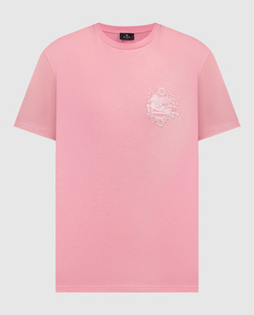 Etro Розовая футболка с вышивкой логотипа Pegaso WRJB0006AC036