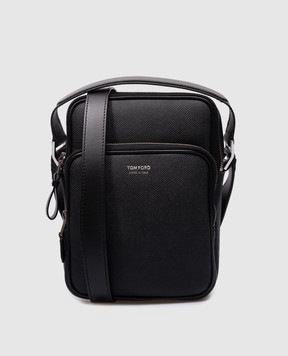 Tom Ford Черная кожаная сумка Messenger с принтом логотипа H0465LCL080S