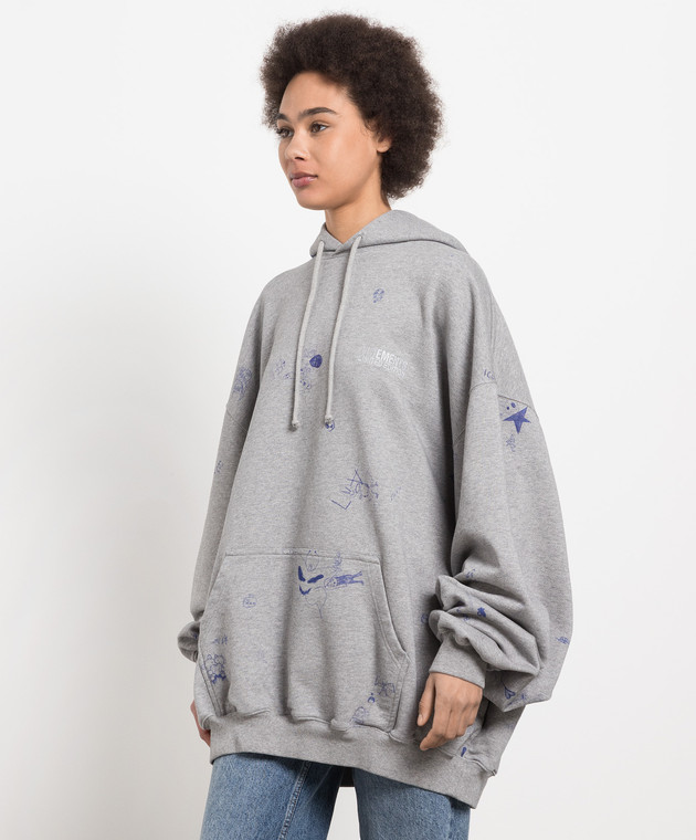 Vetements Gray hoodie with logo print UE54HD480G image 3